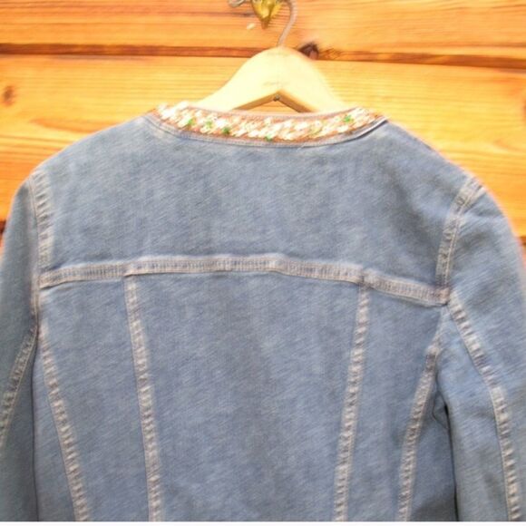 Blue Denim Beaded Jean Jacket - Picture 6 of 7